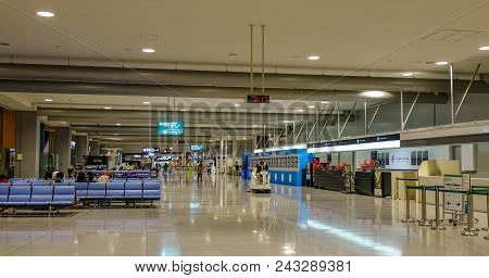 Osaka, Japan - Nov 24, 2016. Interior Of Kansai Intl Airport In Osaka, Japan. The Airport Is Located