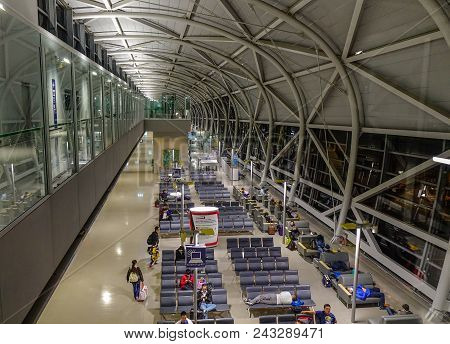 Osaka, Japan - Nov 24, 2016. Interior Of Kansai Intl Airport In Osaka, Japan. The Airport Is Located