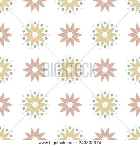 Vector Seamless Geometric Floral Pattern. Abstract Flower Pattern.