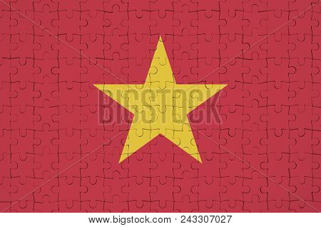 Vietnam Flag  Is Depicted On A Folded Puzzle