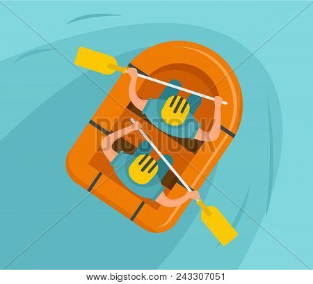 Double Rafting Background. Flat Illustration Of Double Rafting Vector Background For Web Design