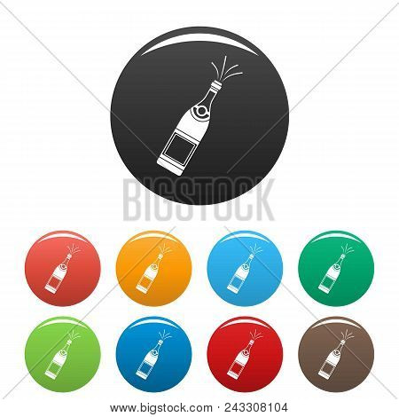 Bottle Of Champagne Icon. Simple Illustration Of Bottle Of Champagne Vector Icons Set Color Isolated