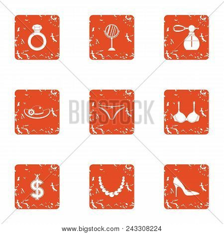 Boon Icons Set. Grunge Set Of 9 Boon Vector Icons For Web Isolated On White Background