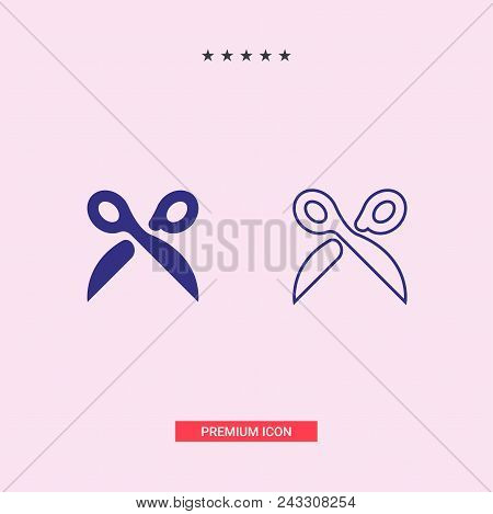 Vector Scissors With Cut Lines Isolated On White Background