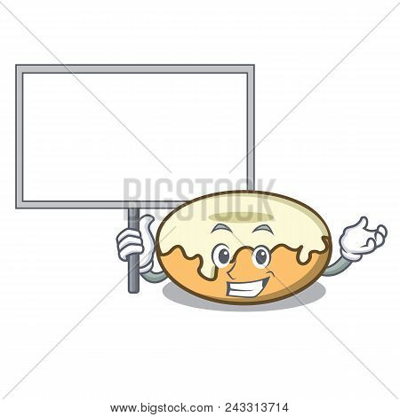 Bring Board Donut With Sugar Character Cartoon Vector Illustration