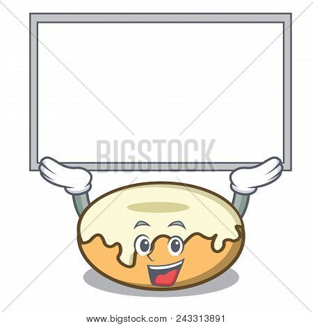 Up Board Donut With Sugar Character Cartoon Vector Illustration