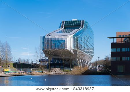 Amsterdam,  Netherlands - March 25, 2017: Exterior Of The Former Ing House, But Nowadays The Buildin