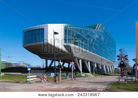 Amsterdam,  Netherlands - March 25, 2017: Exterior Of The Former Ing House, But Nowadays The Buildin