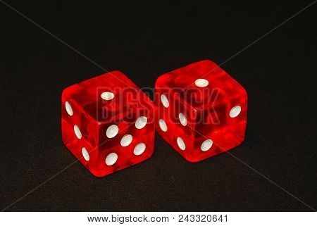 Two Dice On A Black Desk, Result Two (2), Doublets Of One (1)