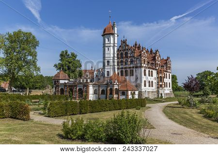 Renaissance Basedow Castle With A Surrounding Landscape Park In Mecklenburg-vorpommern, Germany