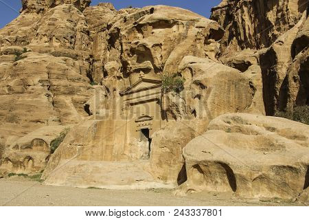 Little Petra In Siq Al-barid, Wadi Musa, Jordan. The Architectural Ensemble Little Petra Is The Temp