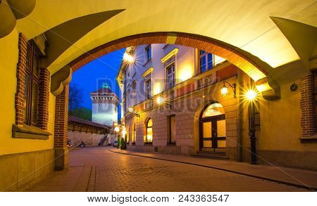 Barbican Fortress In A Historical Part Of Krakow, Poland