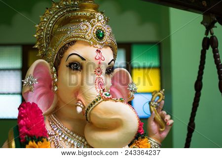 Ganesh Greeting Showing Photograph Of Lord Ganesha Idol  Decoration