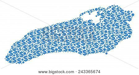 Ontario Lake Map Collage Of Money Signs And Round Dots In Variable Sizes. Abstract Vector Cash And G