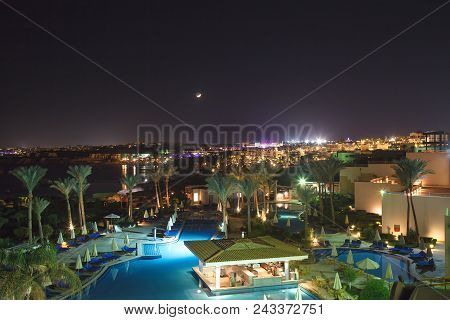 Night View Of The Pool, The Red Sea And The Hotel Siva Sharm In Sharm El Sheikh November 03, 2016