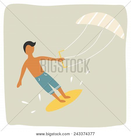 Kite Surfer Boy Catching The Wave Retro Poster