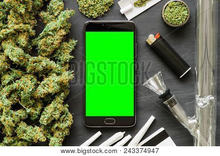Grinder A Lot Ofx Marijuana, Fresh Buds Of Cannabis Many Weed. Copy Spase Copy-space