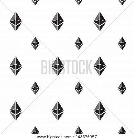 Seamless Pattern Background With Ethereum Signs, Vector Illustration