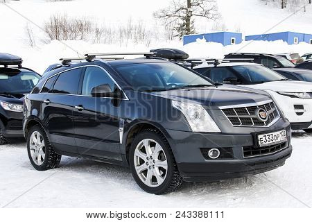 Asha, Russia - February 5, 2017: Motor Car Cadillac Srx At The Countryside.