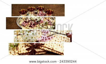 Pesah Celebration Concept Jewish Spring Holiday Of Passover, With Text In Hebrew: Passover Haggadah