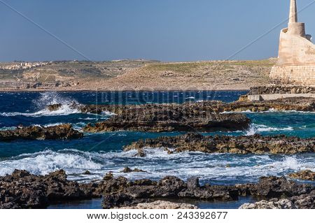 Photo Of Sea Water Beating Against Rock, Cirkewwa, Malta