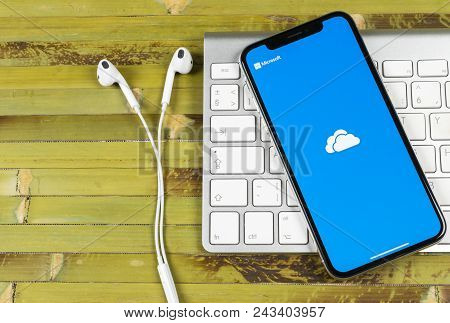 Sankt-petersburg, Russia, June 2, 2018: Microsoft Onedrive Application Icon On Apple Iphone X Screen