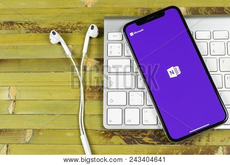 Sankt-petersburg, Russia, June 2, 2018: Microsoft Onenote Office Application Icon On Apple Iphone X 