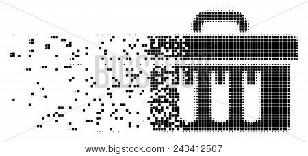 Dispersed Analysis Dotted Vector Icon With Disintegration Effect. Square Cells Are Grouped Into Dama