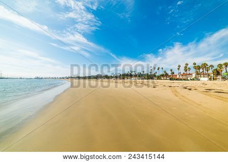 Stearns Wharf Beach In Santa Barbara. Southern California, Usa