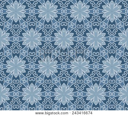 Seamless Abstract Floral Pattern With Blue Flowers