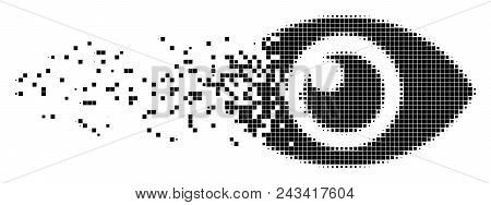 Dissolved Eye Dotted Vector Icon With Disintegration Effect. Rectangular Elements Are Grouped Into D