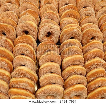 Background Of Sweet Donuts Stuffed And Not For Sale In The Pastry Shop