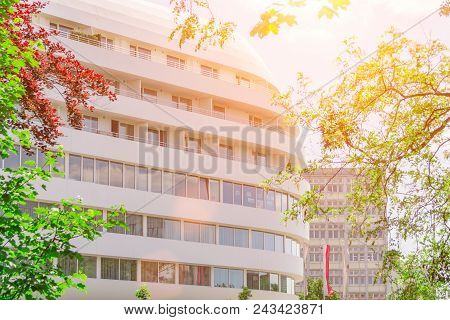 Modern Architecture Of The City, White Building In The Sun