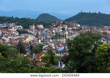 Plovdiv, Bulgaria - May 24, 2018: Amazing Night Panorama To City Of Plovdiv From Nebet Tepe Hill, Bu