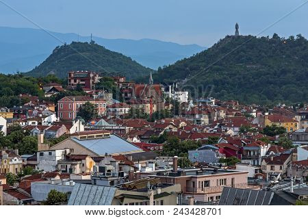 Plovdiv, Bulgaria - May 24, 2018: Amazing Night Panorama To City Of Plovdiv From Nebet Tepe Hill, Bu