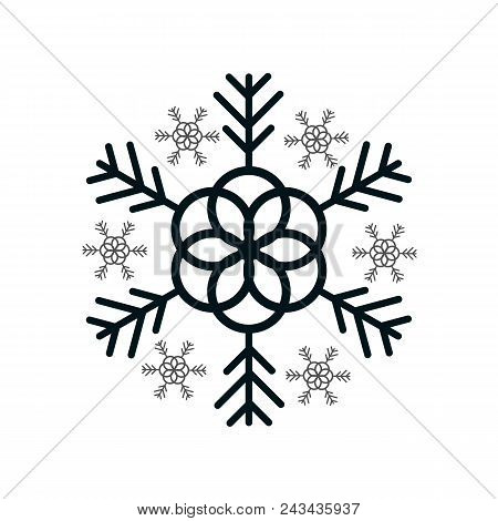 Snowflake Icon. Christmas And Winter Theme. Simple Flat Black Illustration On White Background.butte