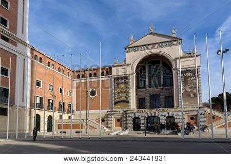 Madrid, Spain - January 23, 2018: Building Of Museum Of The Americas At Moncloa District In City Of 