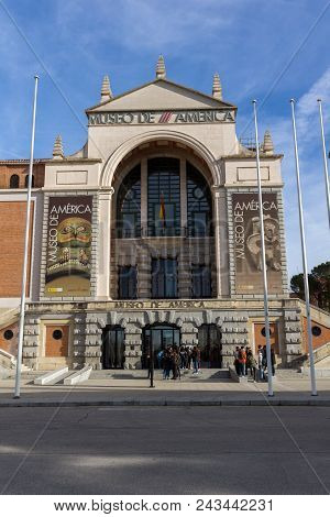 Madrid, Spain - January 23, 2018: Building Of Museum Of The Americas At Moncloa District In City Of 