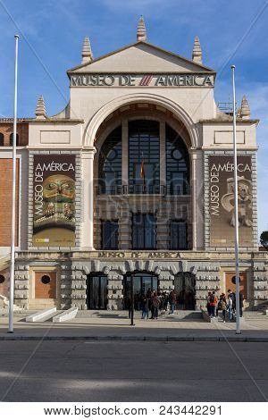 Madrid, Spain - January 23, 2018: Building Of Museum Of The Americas At Moncloa District In City Of 