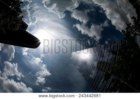 MADRID, SPAIN - MAY 11,2018: Four skyscraper tower in Cuatro Torres Business Area on May 11, 2018 in Madrid, Spain.