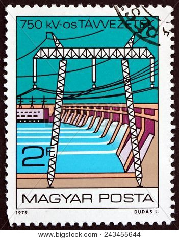 Hungary - Circa 1979: A Stamp Printed In Hungary Shows Lenin Power Station & Dam, Dniepropetrovsk & 