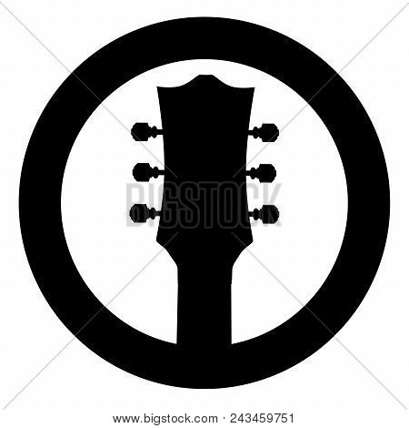 A Guitar Headstock Set In A Ring As An Isolated Rubber Ink Stamp
