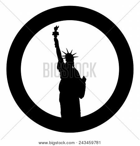 The Statue Of Liberty Set In A Ring As An Isolated Rubber Ink Stamp