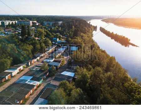 View of the Svir river in urban-type settlement Nikolskiy, Leningrad region, Russia.