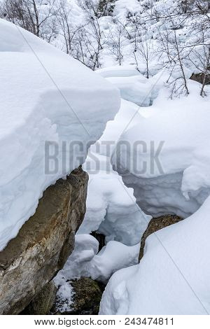 Deep Snow On Rocks Hiking To Glacier