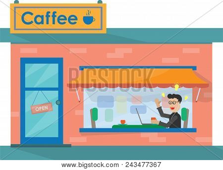 A Man Works In A Summer Cafe And A New Idea Came To Him.