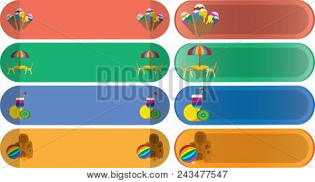 A Set Of Banners With Illustrations For The Summer Theme