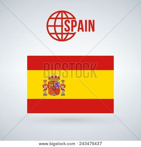 Spain Flag, Vector Illustration Isolated On Modern Background With Shadow