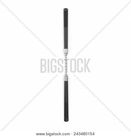 Karate Sticks Or Nunchuks On White Background. 3d Illustration