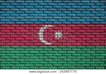 Azerbaijan Flag Is Painted Onto An Old Brick Wall